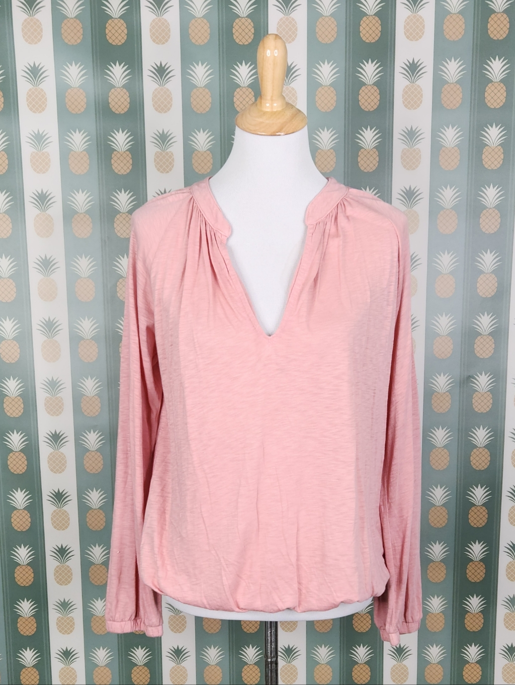Lamade V-Neck Long Sleeve Blouse - Pink